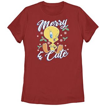 Juniors' Looney Tunes Tweety Merry And Cute Graphic Tee
