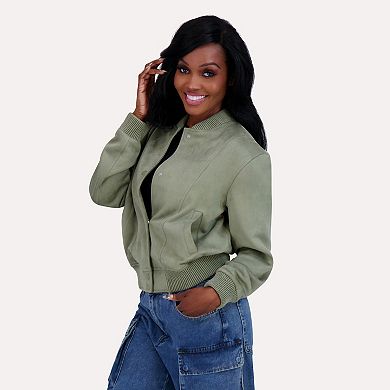 Juniors' madden girl Faux Suede Bomber Jacket