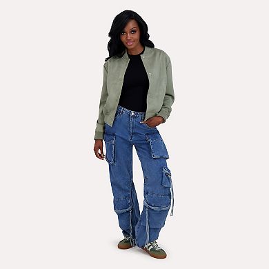 Juniors' madden girl Faux Suede Bomber Jacket