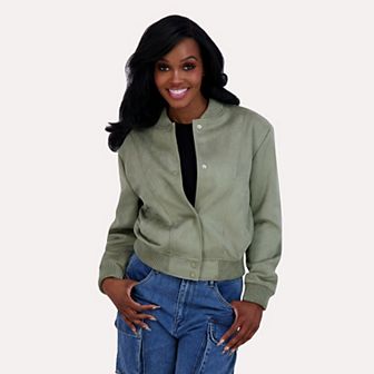 Juniors' madden girl Faux Suede Bomber Jacket