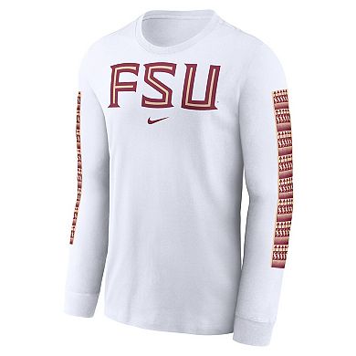 Men's Nike White Florida State Seminoles Local Spirit Slogan Long Sleeve T-Shirt