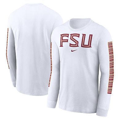 Men's Nike White Florida State Seminoles Local Spirit Slogan Long Sleeve T-Shirt