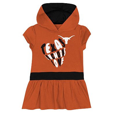 Girls Toddler Texas Orange Texas Longhorns Team Love French Terry Hoodie Dress