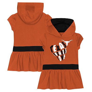 Girls Toddler Texas Orange Texas Longhorns Team Love French Terry Hoodie Dress