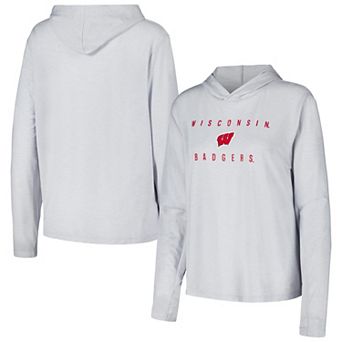 Women's Under Armour Heather Gray Wisconsin Badgers Inline Super-Soft Breezy Long Sleeve Tri-Blend Hoodie T-Shirt