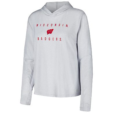 Women's Under Armour Heather Gray Wisconsin Badgers Inline Super-Soft Breezy Long Sleeve Tri-Blend Hoodie T-Shirt