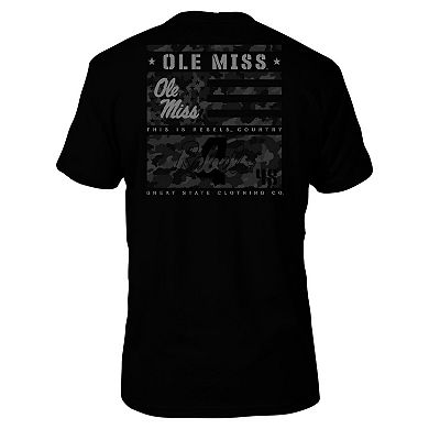 Men's Black Ole Miss Rebels Camo Flag Panel T-Shirt