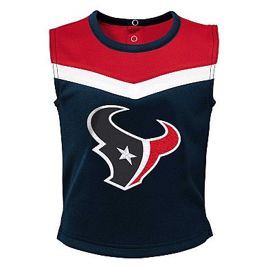 Girls Toddler Navy Houston Texans Spirit Cheer Two-Piece Cheerleader Set with Bloomers