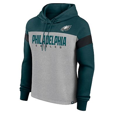 Women's Fanatics Heather Gray/Midnight Green Philadelphia Eagles Bold Play Call Pullover Hoodie