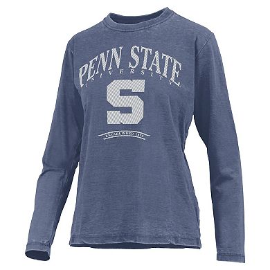 Women's Pressbox Navy Penn State Nittany Lions Chandler Olive Leaf Arch Long Sleeve T-Shirt