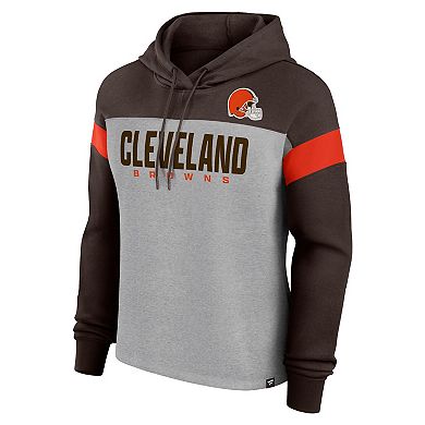 Women's Fanatics Heather Gray/Brown Cleveland Browns Bold Play Call Pullover Hoodie