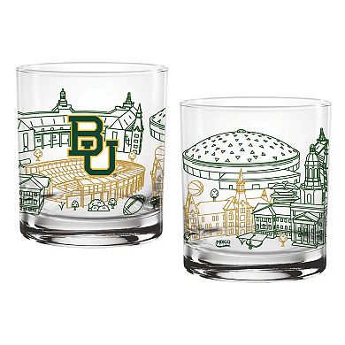 Baylor Bears Two-Pack 14oz. Campus Line Art Glass
