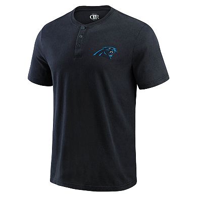 Men's Darius Rucker Collection by Fanatics Black Carolina Panthers Washed Henley T-Shirt