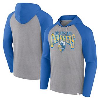 Men's Fanatics Gray/Powder Blue Los Angeles Chargers Under Center Long Sleeve Hoodie T-Shirt