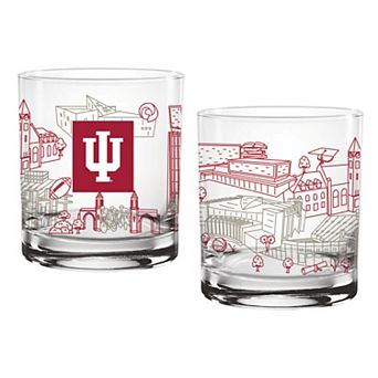 Indiana Hoosiers Two-Pack 14oz. Campus Line Art Glass