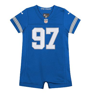 Newborn & Infant Nike Aidan Hutchinson Blue Detroit Lions Game Romper Jersey
