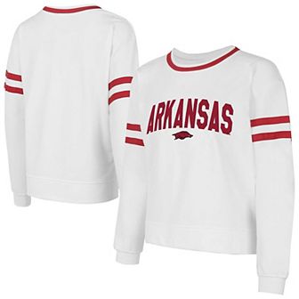 Women's Concepts Sport White Arkansas Razorbacks Borough French Terry Arch Over Long Sleeve T-Shirt