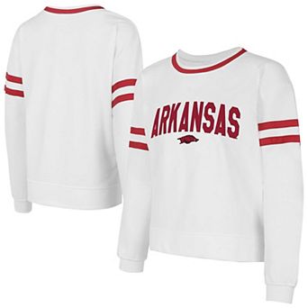 Women's Concepts Sport White Arkansas Razorbacks Borough French Terry Arch Over Long Sleeve T-Shirt