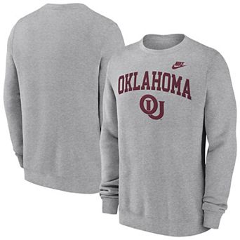 Men's Nike Heather Gray Oklahoma Sooners Legacy Classic Tackle Twill Embroidered Arch Over Logo Pullover Sweatshirt