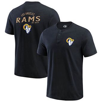 Men's Darius Rucker Collection by Fanatics Black Los Angeles Rams Washed Henley T-Shirt