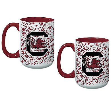 South Carolina Gamecocks Two-Pack Floral Mug Set