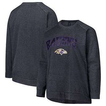 Women's Fanatics Charcoal Baltimore Ravens Acid Wash Raglan Pullover Sweatshirt
