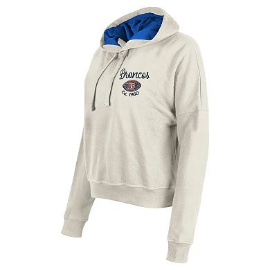Women's New Era Cream Denver Broncos 3rd Down Historic Pullover Hoodie