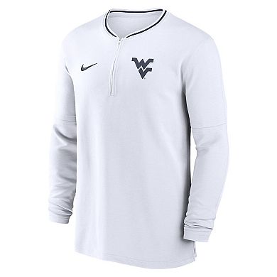Men's Nike White West Virginia Mountaineers 2024 Sideline Coach Performance Half-Zip Long Sleeve Top