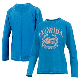 Women's Pressbox Royal Florida Gators Chandler Olive Leaf Arch Long Sleeve T-Shirt