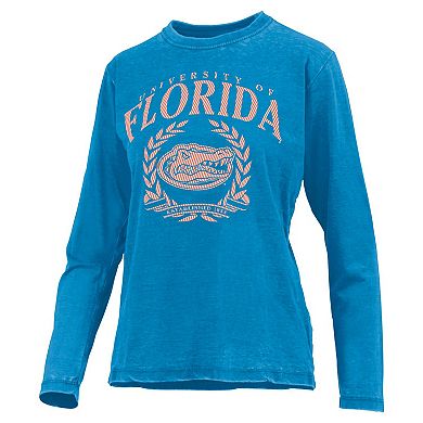 Women's Pressbox Royal Florida Gators Chandler Olive Leaf Arch Long Sleeve T-Shirt