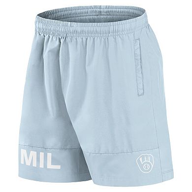 Men's Fanatics Light Blue Milwaukee Brewers Elements Swim Shorts