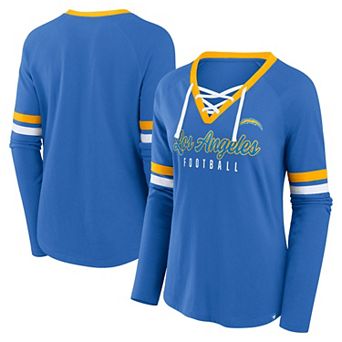 Women's Fanatics Powder Blue Los Angeles Chargers Won and Done Lace-Up Long Sleeve Fashion Top