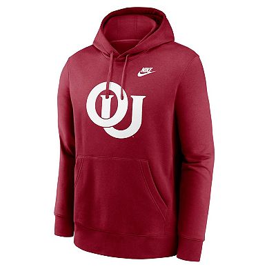 Men's Nike Crimson Oklahoma Sooners Legacy Logo Club Fleece Pullover Hoodie