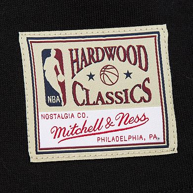 Women's Mitchell & Ness Black Golden State Warriors Hardwood Classics Cropped Pullover Hoodie