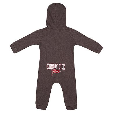 Newborn & Infant Colosseum Charcoal Alabama Crimson Tide Zando-Zan Waffle Full-Snap Hooded Romper