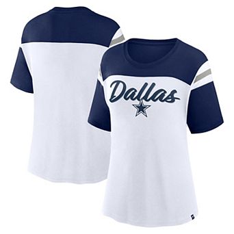 Women's Fanatics White/Navy Dallas Cowboys Cheer Chant Fashion T-Shirt