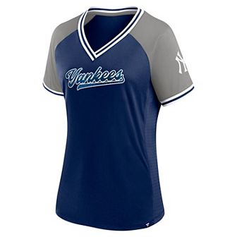 Women's Profile Navy New York Yankees Plus Size Crossover V-Neck T-Shirt