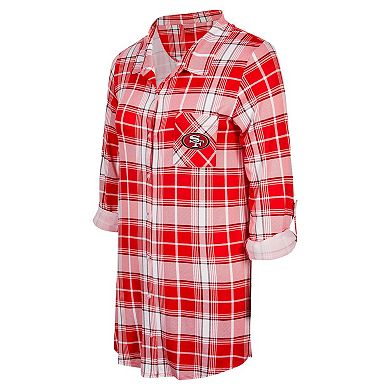Women's Concepts Sport Scarlet San Francisco 49ers Ashford Plaid Knit Nightshirt