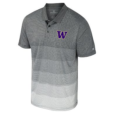 Men's Colosseum Gray Washington Huskies Striped Mesh Polo