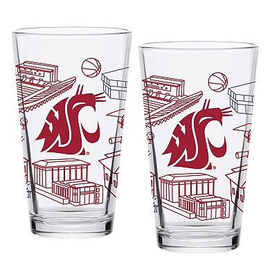 Washington State Cougars Two-Pack 16oz. Campus Line Art Pint Glass Set