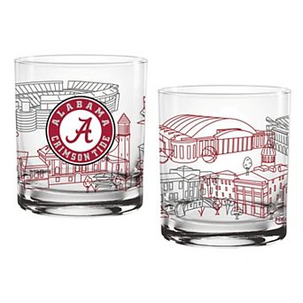 Alabama Crimson Tide Two-Pack 14oz. Campus Line Art Glass