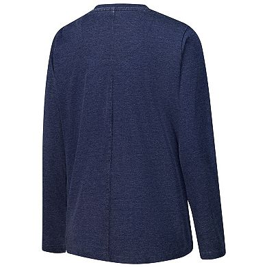 Women's Pressbox Navy Michigan Wolverines Chandler Olive Leaf Arch Long Sleeve T-Shirt