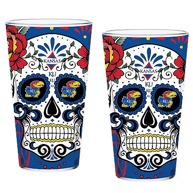 Kansas Jayhawks Two-Pack 16oz. Dia De Los Muertos Pint Glass Set
