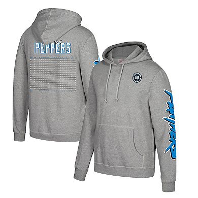 Men's Mitchell & Ness Julius Peppers Heather Gray Carolina Panthers Name & Number Pullover Hoodie