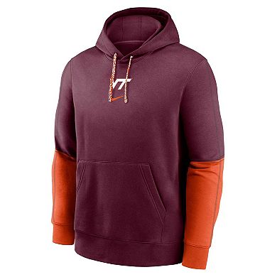 Men's Nike Maroon Virginia Tech Hokies 2024 Sideline Club Fleece Pullover Hoodie