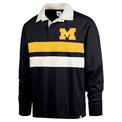 Men's '47 Navy Michigan Wolverines Clubhouse Knox Thames Long Sleeve Rugby Polo