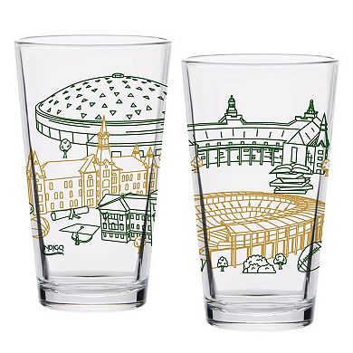 Baylor Bears Two-Pack 16oz. Campus Line Art Pint Glass Set
