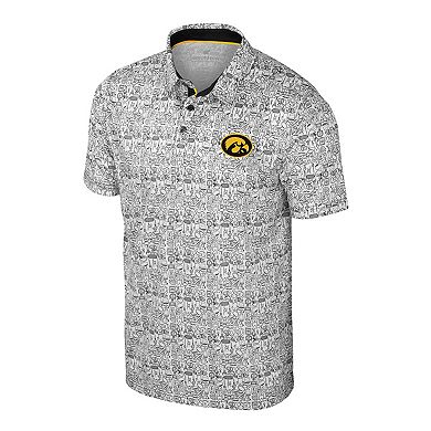 Men's Colosseum Black/White Iowa Hawkeyes Big & Tall Allover Polo