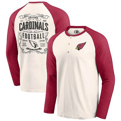 Men's Darius Rucker Collection by Fanatics Cream/Cardinal Arizona Cardinals Raglan Henley T-Shirt