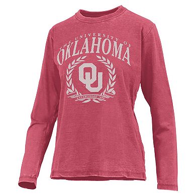 Women's Pressbox Crimson Oklahoma Sooners Chandler Olive Leaf Arch Long Sleeve T-Shirt
